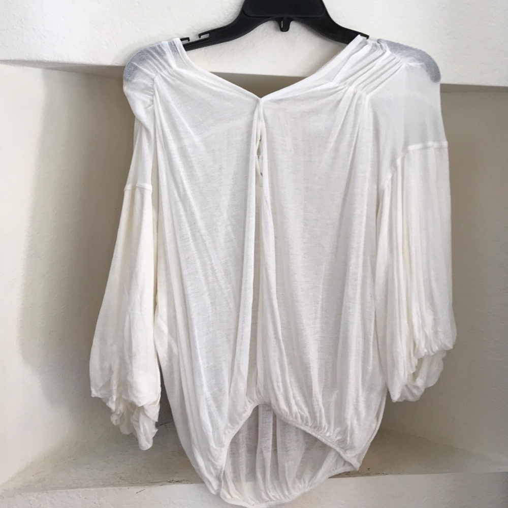 Sheer Cream Free People Peasant Blouse